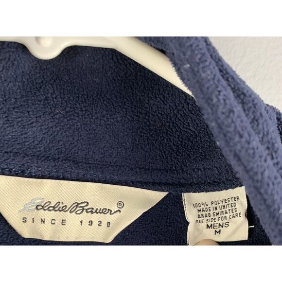 Eddie Bauer Vest Men's Medium Dark Blue/Black trim With Pockets Fleece - Picture 4 of 5